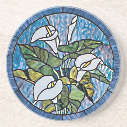 Dessous De Verre En Grès Calla Lilies Stain Glass Look (Devant)
