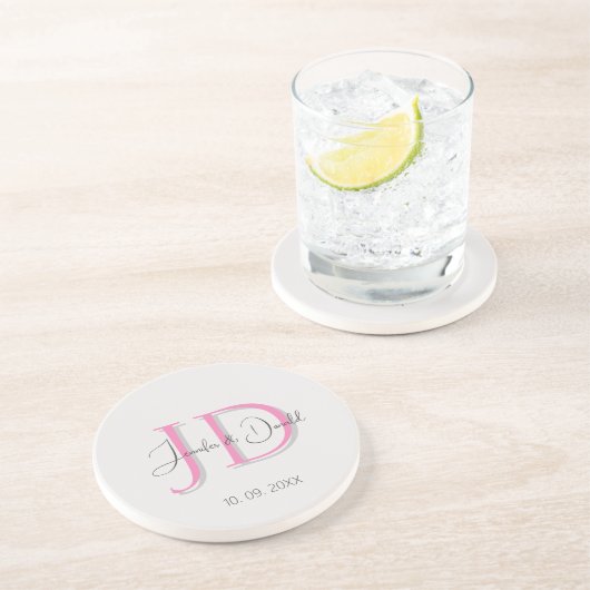 Dessous De Verre En Grès Calligraphie classique tendance monogramme (Côté)