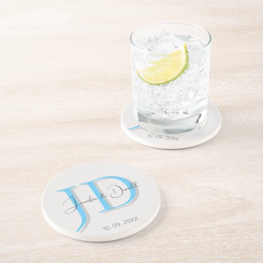 Dessous De Verre En Grès Calligraphie classique tendance monogramme (Côté)