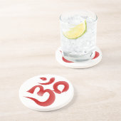 Dessous De Verre En Grès Calligraphie indoue rouge de l'OM Aum Devanagari (Côté)