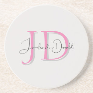Dessous De Verre En Grès Calligraphie monogramme de style classique tendanc