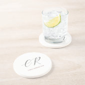 Dessous De Verre En Grès Calligraphie Monogramme Nom Black White Cadeau per (Côté)