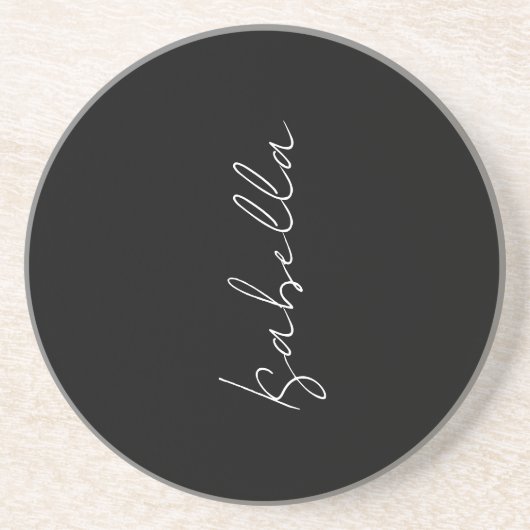 Dessous De Verre En Grès Calligraphie Noir Blanc Plaine Créative Nom modern (Devant)