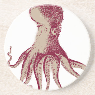 Dessous De Verre En Grès Calmar de Kraken de poulpe