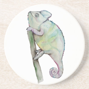 Dessous De Verre En Grès Caméléon mignon peint à l'aquarelle
