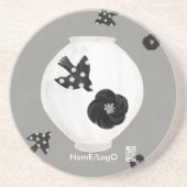 Dessous De Verre En Grès camélia objet_22 en grès, oiseau et poterie (Devant)