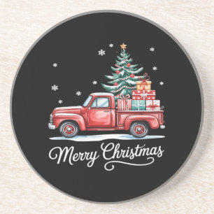 Dessous De Verre En Grès Camion de Noël drôle arbre essentiel