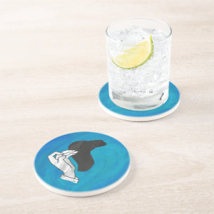 Dessous De Verre En Grès Camion Ombre Sur Bleu