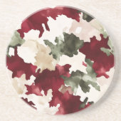 Dessous De Verre En Grès Camo Crème Rouge Vert (Devant)
