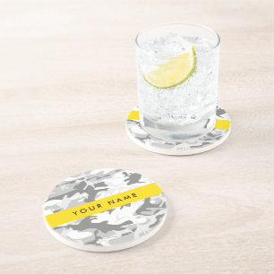 Dessous De Verre En Grès Camouflage neige hivernale grise Personnalisez vot
