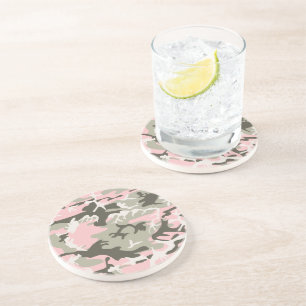 Dessous De Verre En Grès Camouflage rose et vert, Militaire, Armée