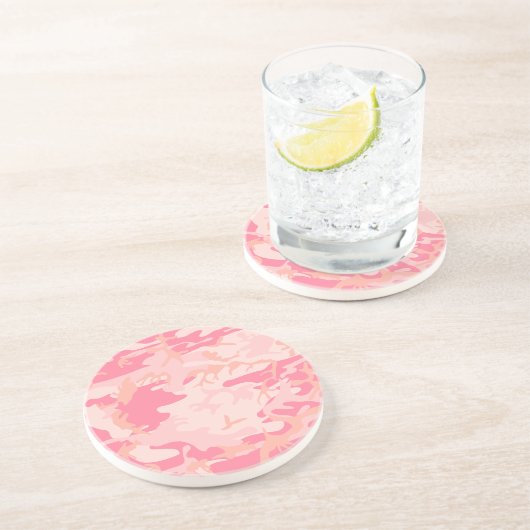 Dessous De Verre En Grès Camouflage rose, Militaire, Armée (Côté)