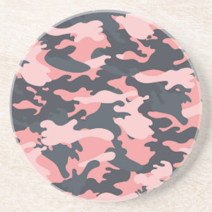 Dessous De Verre En Grès Camouflage rose : Motif Vintage classique