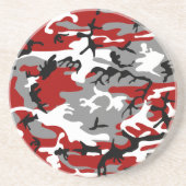 Dessous De Verre En Grès Camouflage rouge et gris, Militaire, Armée (Devant)