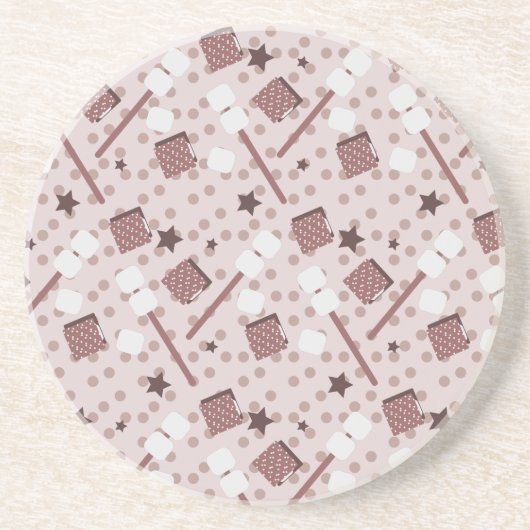 Dessous De Verre En Grès Camping Smores Biscuits Campfire Rose (Devant)