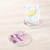 Dessous De Verre En Grès Camping violet Shimmer Illustré Lettre R (Côté)