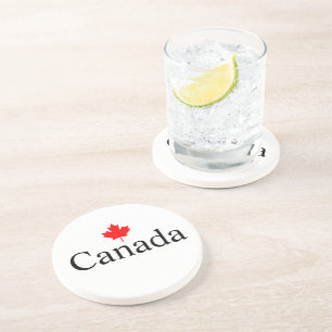 Dessous De Verre En Grès Canada texte personnalisé avec minimaliste feuille