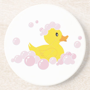 Dessous De Verre En Grès Canard dans des bulles roses