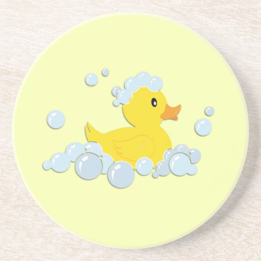 Dessous De Verre En Grès Canard en caoutchouc dans des bulles (Devant)