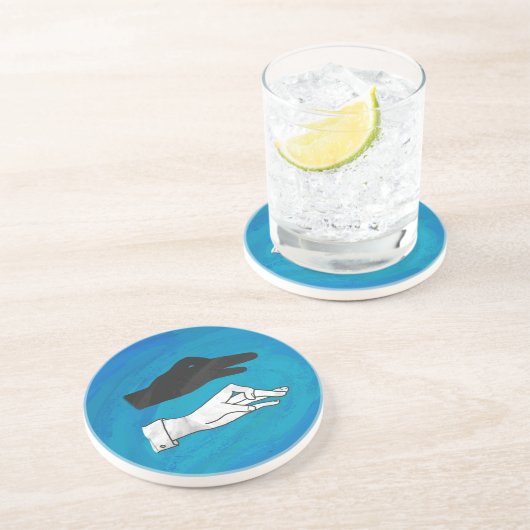 Dessous De Verre En Grès Canard noir sur bleu (Côté)