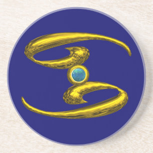 Dessous De Verre En Grès CANCER ZODIAC ANNIVERSAIRE JEWEL Blue Opale,