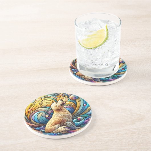 Dessous De Verre En Grès Canine enchantée sur des persiennes en céramique c (Côté)