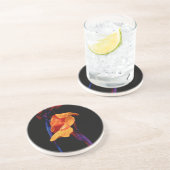 Dessous De Verre En Grès Canna Lys sur noir avec bleu (Côté)