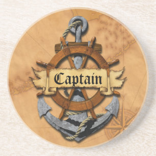 Dessous De Verre En Grès Capitaine Anchor et roue
