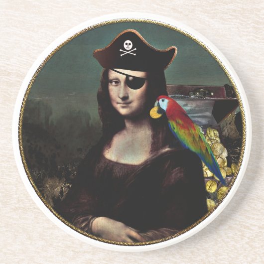 Dessous De Verre En Grès Capitaine Mona Lisa Pirate (Devant)