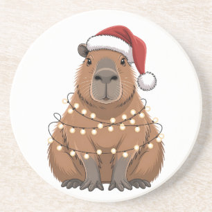 Dessous De Verre En Grès Capybara Noël Correspondant Drôle de Père Noël