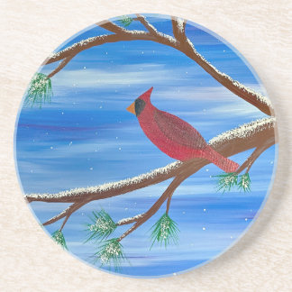 Dessous De Verre En Grès Cardinal d'hiver