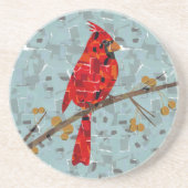 Dessous De Verre En Grès Cardinal rouge, l'oiseau de Noël (Devant)