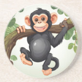 Dessous De Verre En Grès Caricature de chimpanzé fou mignon (Devant)