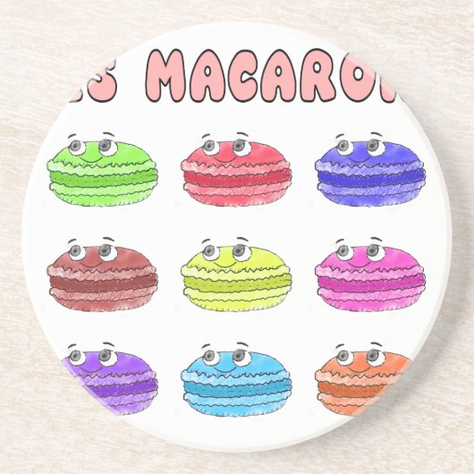 Dessous De Verre En Grès Caricature des Macarons (Devant)