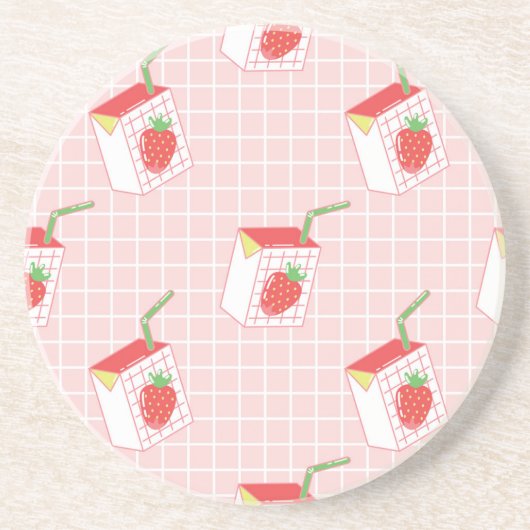 Dessous De Verre En Grès Caricatures de Lait de fraise : Motif (Devant)
