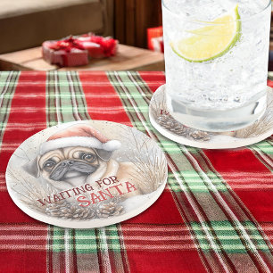 Dessous De Verre En Grès Carlin En Attente De Père Noël Christmas Dog Water