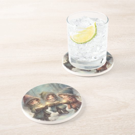 Dessous De Verre En Grès Caroleurs de Noël (Côté)