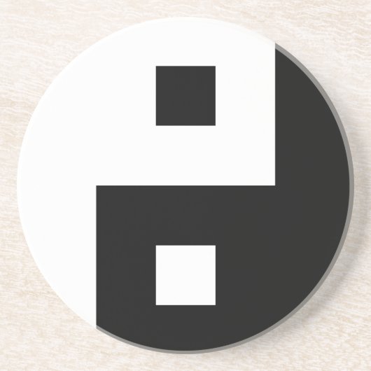 Dessous De Verre En Grès Carré Yin Yang (Devant)