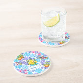 Dessous De Verre En Grès Carreaux d'azulejos méditerranéens fleuris d'agrum (Côté)