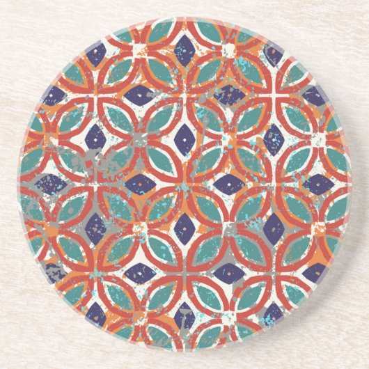 Dessous De Verre En Grès Carreaux géométriques : arrière - plan ethnique vi (Devant)