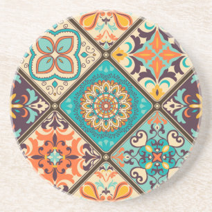 Dessous De Verre En Grès Carrelage en patchwork coloré : Motifs islamiques.