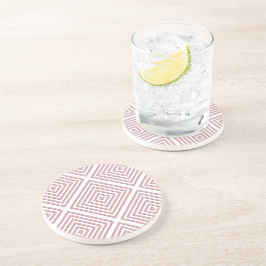 Dessous De Verre En Grès Carrés géométriques roses (Côté)