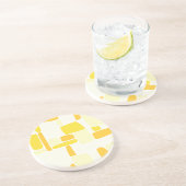 Dessous De Verre En Grès Carrés jaunes abstraits (Côté)