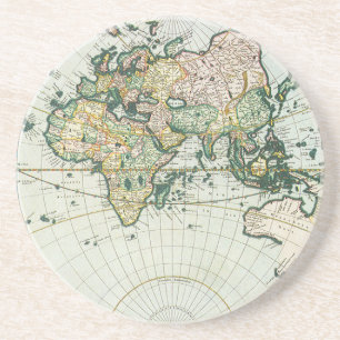 Dessous De Verre En Grès Carte ancienne du monde antique vintage par Pieter