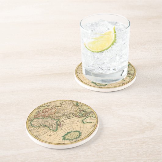 Dessous De Verre En Grès Carte antique du monde (Côté)