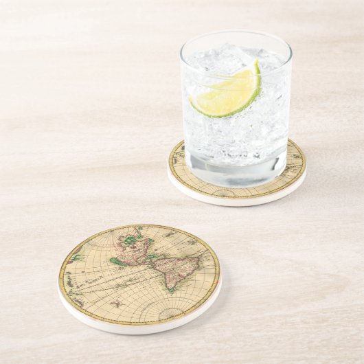 Dessous De Verre En Grès Carte antique du monde (Côté)