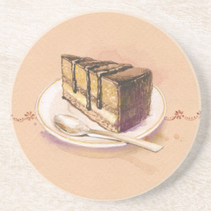 Dessous De Verre En Grès Carte avec le gâteau peint d'aquarelle