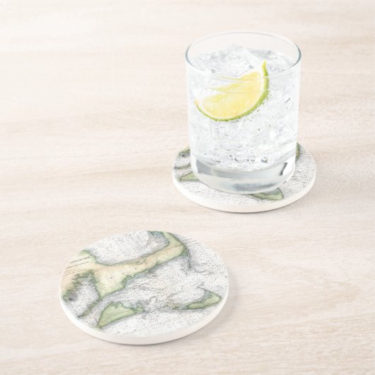 Dessous De Verre En Grès Carte Cape Cod, Nantucket, Martha's Vineyard (Côté)