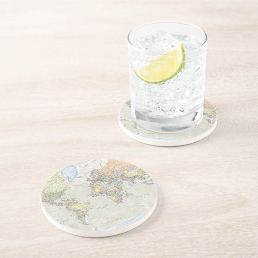 Dessous De Verre En Grès Carte classique du monde (Côté)