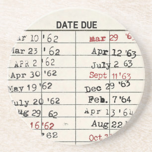 Dessous De Verre En Grès Carte de bibliothèque rétro